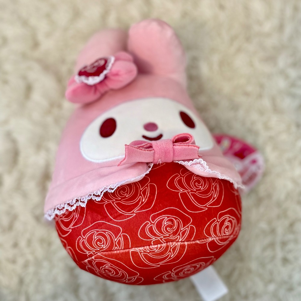 Squishmallows Sanrio My Melody Pink Red Rose Floral Plush Bunny‎ 8 inch NWT